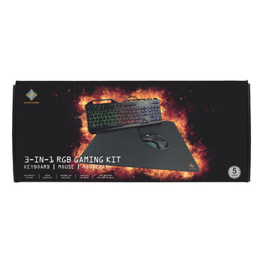Deltaco Gaming GAM-113 3-in-1 (Keyboard, Mouse, Mousepad) RGB Membrane Switches Full Size Nordic Layout Anti-Ghosting Black Gaming Kit