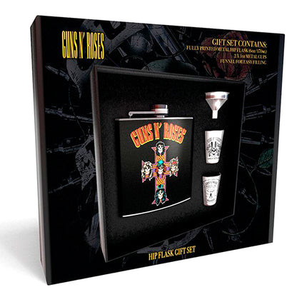 Guns N' Roses Steel Hip Flask Set w/ (Hip Flask, 2 Cups & Funnel)