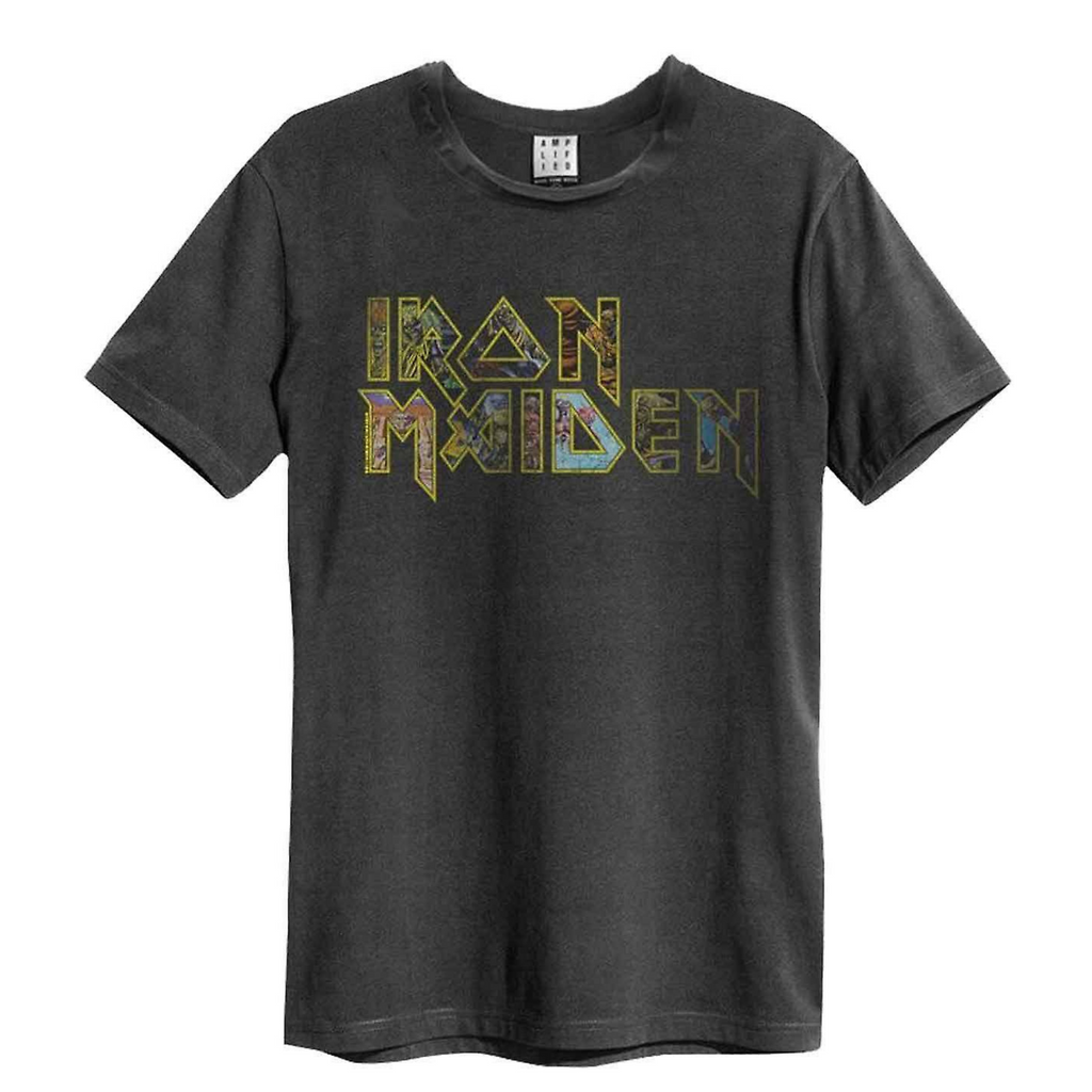 IRON MAIDEN - Eddies Logo Vintage Charcoal T-shirt