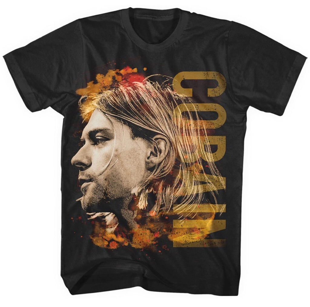 Kurt Cobain Coloured Side View Black T-Shirt