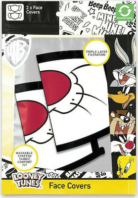 Looney Tunes Sylvester the Cat Adult Size Officially Licensed Face Mask (2pcs)