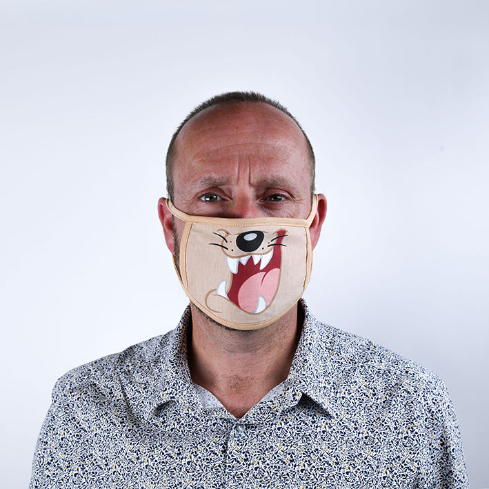 Looney Tunes Tasmanian Devil (Taz) Adult Size Officially Licensed Face Mask (2pcs)