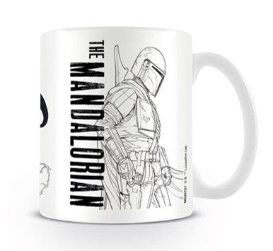 The Mandalorian Line Art Design Star Wars Licensed White 315 ml Ceramic Everyday Mug