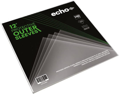 Echo Audio 12 Inch Vinyl Record Outer Sleeves | 3 mil Thick | 12.75 x 12.75 in