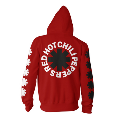 Red Hot Chili Peppers (Classic Black & White Logo) Red Hoodie Sweatshirt