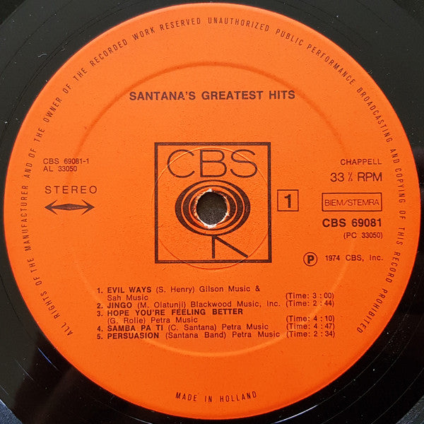 Santana - Greatest Hits (1974) - LP