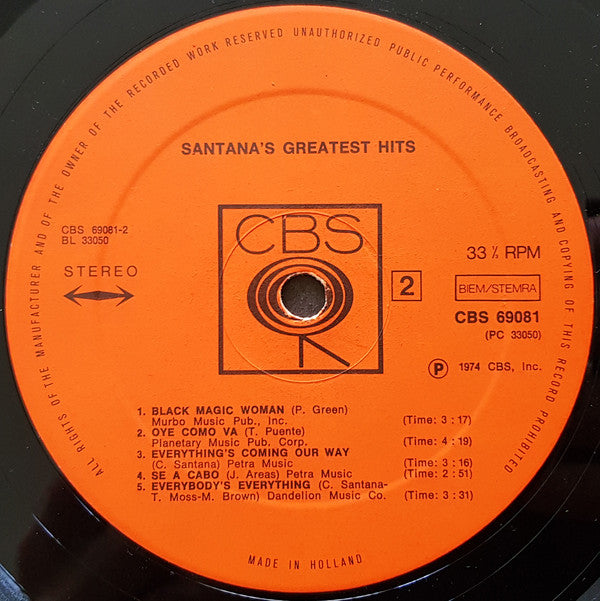 Santana - Greatest Hits (1974) - LP