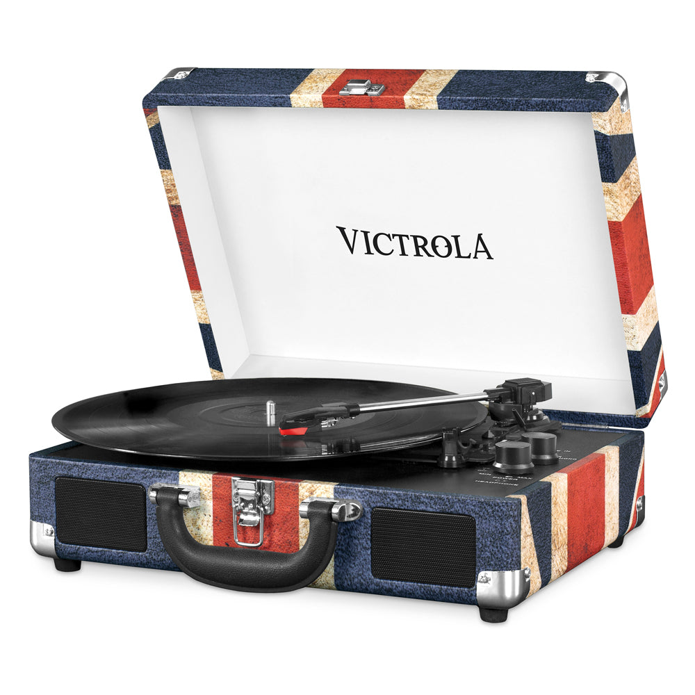 Victrola Journey Portable Suitcase UK Flag VSC-550BT Bluetooth Turntable Music Centre