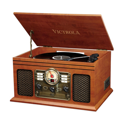 Victrola VTA-200B 6-in-1 Bluetooth Record Player/Turntable, CD, Cassette Player and Radio Music Centre (Damaged Box)