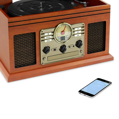 Victrola VTA-200B 6-in-1 Bluetooth Record Player/Turntable, CD, Cassette Player and Radio Music Centre (Damaged Box)