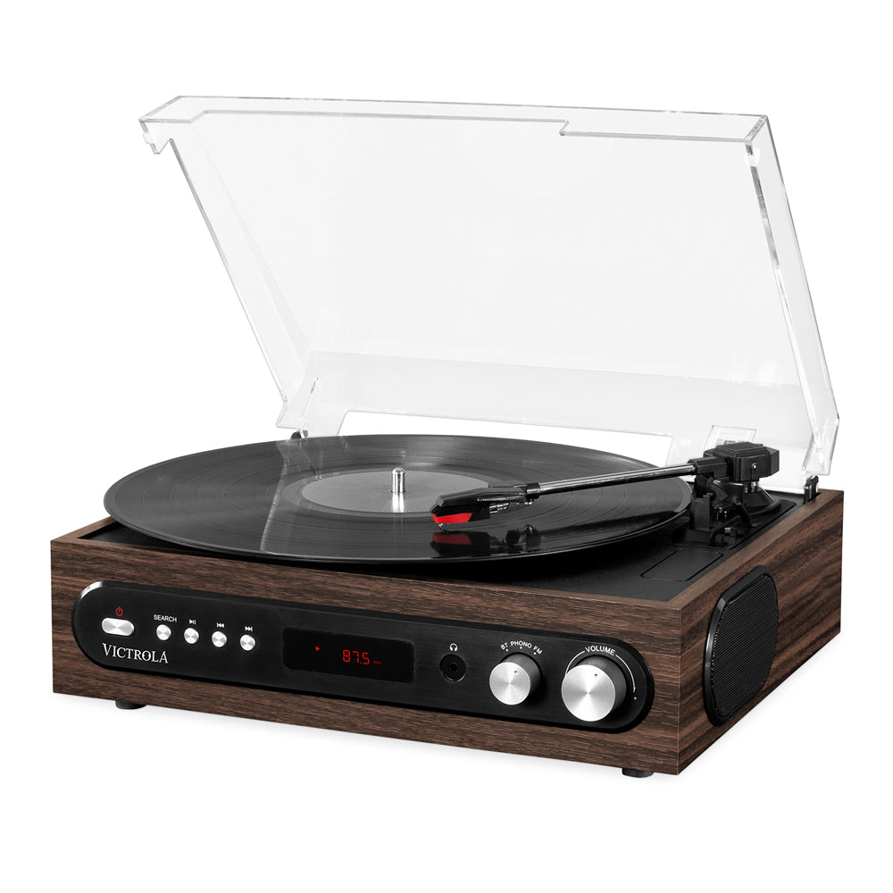 Victrola VTA-65 3-in-1 Wood Bluetooth Record Player with 3-Speed Turntable, and FM Radio Music Centre
