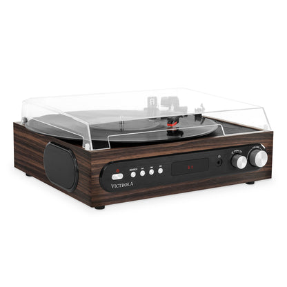 Victrola VTA-65 3-in-1 Wood Bluetooth Record Player with 3-Speed Turntable, and FM Radio Music Centre