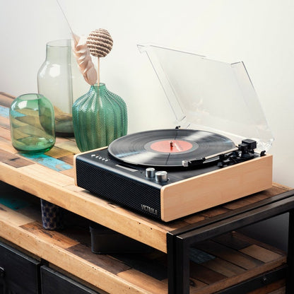 Victrola The Eastwood Bamboo VTA-72 Bluetooth Vinyl/Turntable Music Centre (Bad Box) (AS IS)