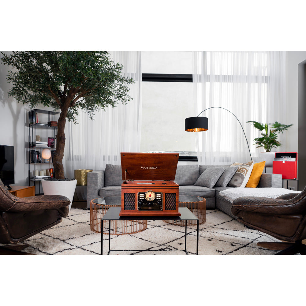 Victrola VTA-200B 6-in-1 Bluetooth Record Player/Turntable, CD, Cassette Player and Radio Music Centre (Damaged Box)