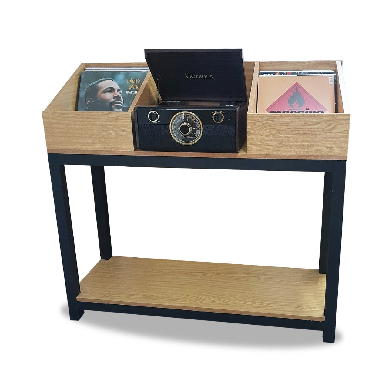 Vinyl Player and Record Storage Display Stand