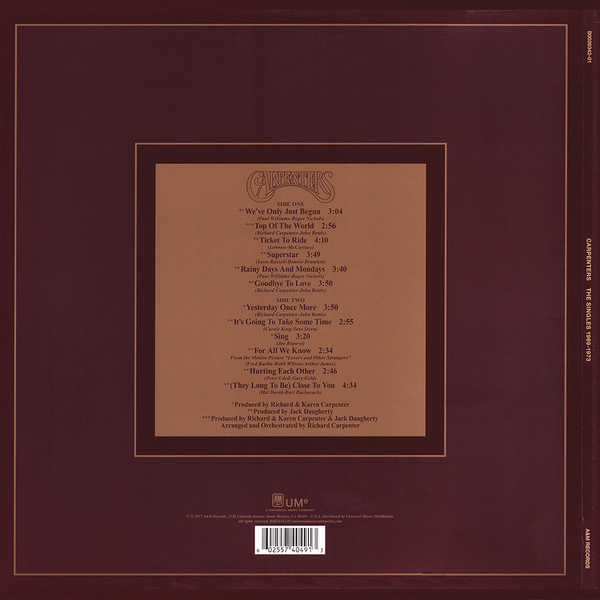 Carpenters - The Singles 1969–1973 - LP. Shop now online in UAE