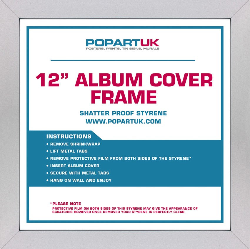 PopartUK 12" Record Cover Album - White Wood Vinyl Frame 36cm x 36cm (14" x 14")